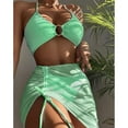 thumbnail image 4 of Sngxgn Swimsuit Women - Tummy Control Bathing Suits, Unique Design Criss Cross Back, Ruched Swimwear(Green,XL), 4 of 4