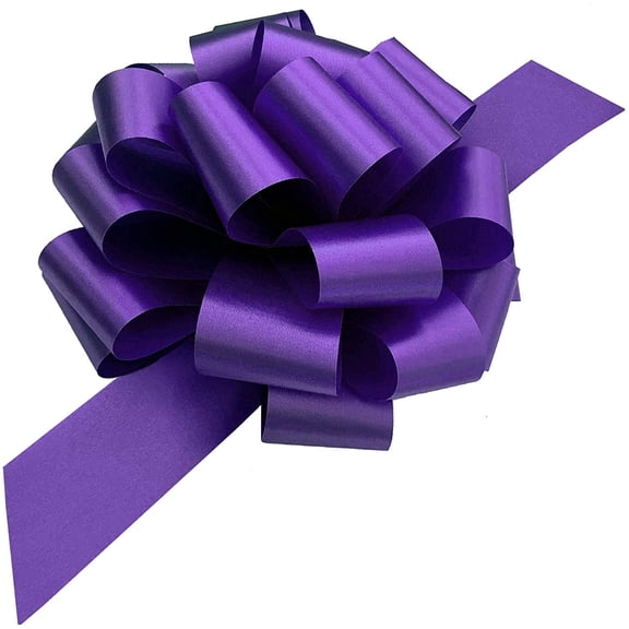 Large Purple Ribbon Pull Bows - 9" Wide, Set of 6, Easter, Spring, Valentine's Day, Mardi Gras, Big Bows, Gift Basket, Cancer Awareness, Birthday, Fundraiser, School Colors, Office, Party Decoration