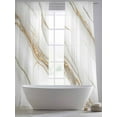 thumbnail image 5 of Abstract Art Sheer Curtains 84 Inch Long 2 Panels, Vintage Gold White Marble Texture Light Filtering Rod Pocket Semi Sheer Curtains, Sheer Voile Drapes for Living Room Bedroom, 52"x84", 5 of 5