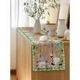thumbnail image 5 of Table Runner 70 Inches Long for Kitchen Dining, Happy Easter Dresser Scarf Farmhouse, Dining Table Decorations for Wedding/Parties, Gnomes Rabbit Flowers Green Check Wooden 13 x 70 In, 5 of 8