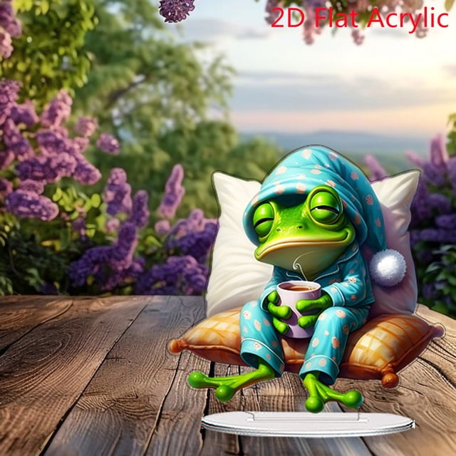 Decoración del hogar, decoración de habitaciones, decoración de pared, adorno de ranas de pijama 2D, adorno de escritorio para la entrada de la sala de estar, regalo, artesanía decorativa