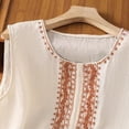 thumbnail image 4 of Levmjia Women's Casual Loose Tank Top Cotton Linen Suspender Embroidery Round Neck Sleeveless Tops Polyester Blouse Flowy Ruffle Shirt Work Daily Wear, 4 of 8