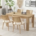 thumbnail image 3 of Noble House Modern Dining Chairs Set of 4, PU Upholstered Easy-Clean Seats with PE Rattan Back,Beige + Natural, 3 of 9