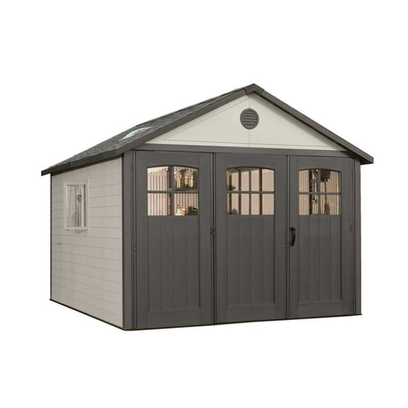 Lifetime Lockable DIY Polyethylene Storage Shed, 11' x 11' , 100.4 sq. ft., Tan & Brown (60187)