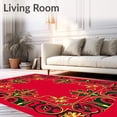 thumbnail image 2 of ODIKA 6'x9' Machine Washable Non-Slip Area Rug, Winter Floral Reverie with Holiday Inspired Poinsettia and Holly High Traffic Rug, Red, 611921, 2 of 7