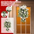 thumbnail image 2 of 19.7" Artificial Christmas Teardrop Swag, White Poinsettia Pine Needle Door Swag with Berries, Holiday Floral Hanging Wreath Accent for Front Door, Wall, Porch, Winter Garland Home Christmas Décor, 2 of 6