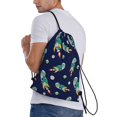 thumbnail image 3 of Drawstring Backpack - Astronaut Dinosaur and Space Splash Proof Small Drawstring Gym Bag for Women Men, Cinch Sports String Bag Backpack for Travel Swimming Beach, 3 of 8