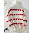 thumbnail image 4 of Sweaters for Women Trutleneck Valentine's Day Heart Knit Sweater Casual Ribbed Long Sleeve Knitted Pullover Sweater Alsol Lamesa, 4 of 6
