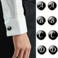 thumbnail image 2 of Mightlink 1 Pair Men Cufflinks Letter Pattern Electroplating Smooth Surface Exquisite Craftsmanship Fashion Item Decorate Alloy Men Fashion A-Z Single Alphabet Cufflinks Custom Accessory, 2 of 7