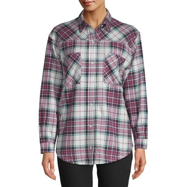 Time And Tru Time And Tru Women S Fleece Button Down Walmart Com Walmart Com