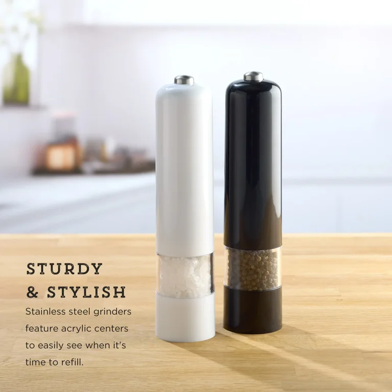 Kamenstein 8-Inch Battery Operated Prefilled Salt & Pepper Grinder