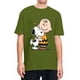 thumbnail image 3 of Camiseta de hombre de Peanuts Charlie Brown y Snoopy con corazón, dibujos animados Y2K, algodón puro, camisetas de verano con cuello redondo, ropa de talla grande, 3 of 5