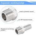 thumbnail image 2 of Stainless Steel Hose Barb Fitting,3/4" Hose Barb to 1/2" Male NPT, for Water Fuel Air (Pack of 2), 2 of 9
