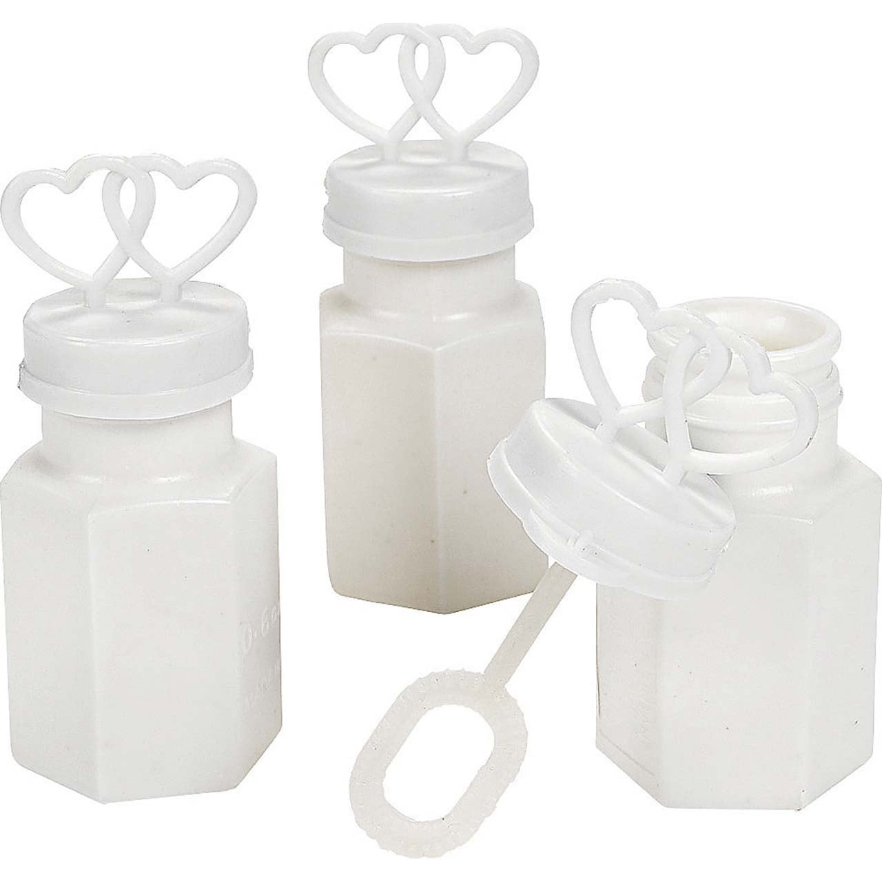 48 White Double Heart Wedding Bubbles Bridal Favors