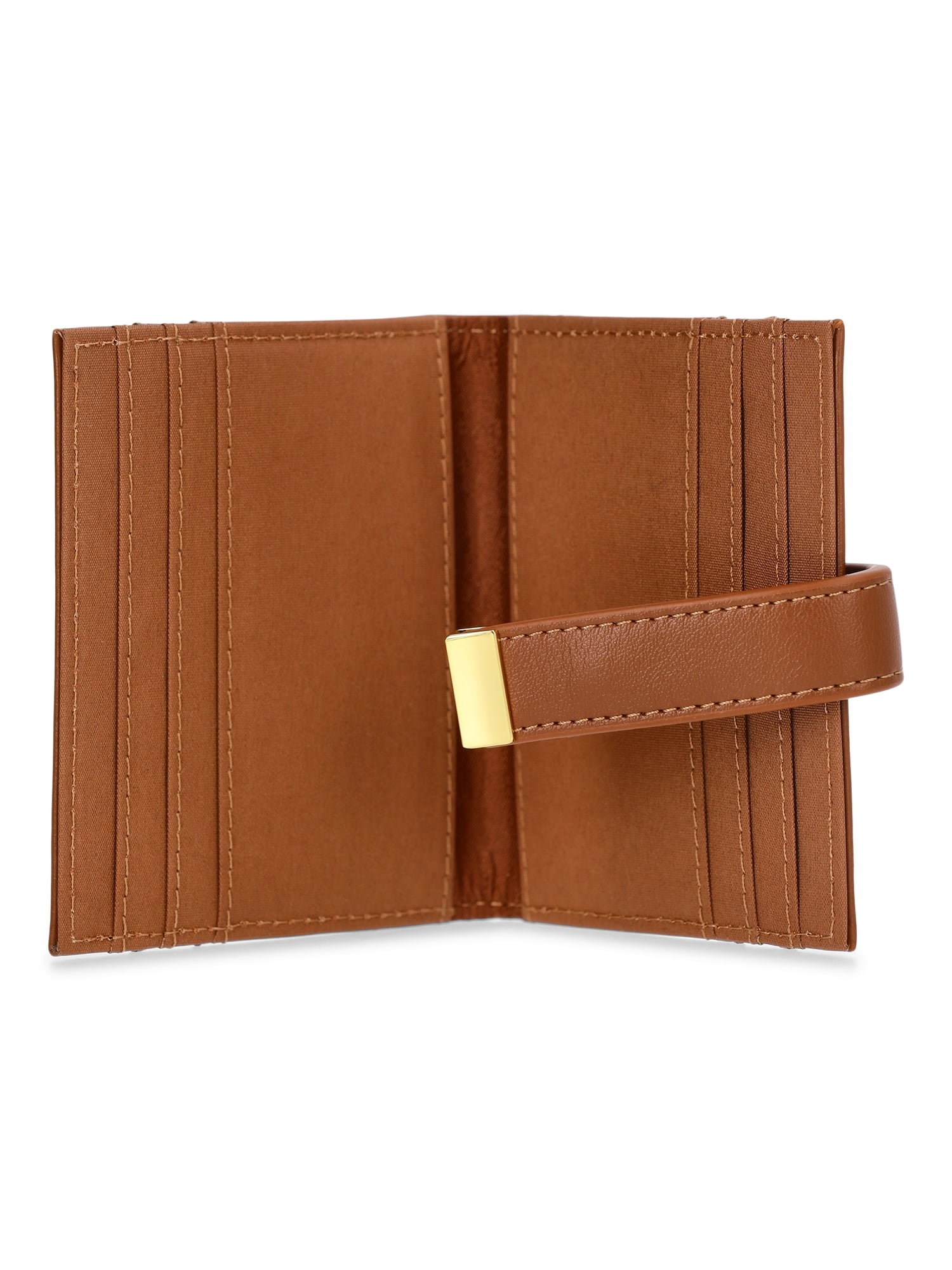 Time and Tru Women's Una Faux Leather Card Case Wallet, Cognac