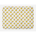thumbnail image 1 of Yellow and White Bath Mat, Doodle Style Lemons with Leaves and Dots Fresh Juicy Fruit Pattern, Non-Slip Plush Mat Bathroom Kitchen Laundry Room Decor, 29.5 X 17.5 Inches, Yellow Black White, Ambesonne, 1 of 2