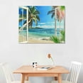 thumbnail image 2 of Orinice Beach Bathroom Wall Art Coastal Beach Palm Trees Pictures Wall Decor Blue Sea   Painting Print Artworks Tropical Ocean Nautical Wall Decor Framed for Living Room   16x12in, 2 of 6