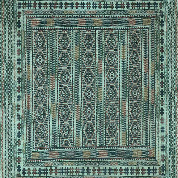 Ahgly Company Indoor Square Southwestern Light Blue Country Area Rugs, 4' Square