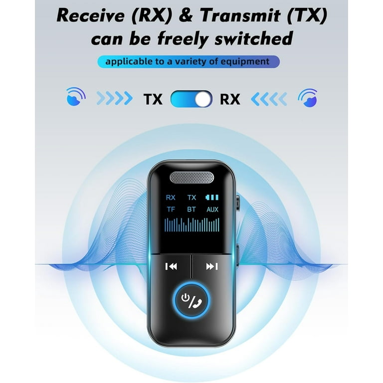 MUSICOZY 5.4 Aux Bluetooth Adapter, 4-in-1 Transmitter Splitter