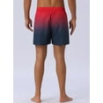 thumbnail image 3 of DARING DIVA Men's Contrast Color Gradient Summer Drawstring Beach Shorts 30 Red Black, 3 of 6