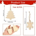 thumbnail image 2 of 80 Pcs Christmas Natural Wood Cutouts Ornaments Hanging Pendant Wood Charms with Hemp Cord for Christmas Party Gift Home Decoration DIY, 2 of 9