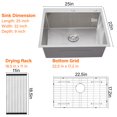 thumbnail image 6 of Luku 25x22 Inch Drop-In Kitchen Sink, 16 Gauge 304 Stainless Steel Topmount Single Bowl with Grid, Drain Strainer & Accessories – Brushed Commercial-Grade Sink for RV, Prep Kitchen, Bar, Workstation, 6 of 9