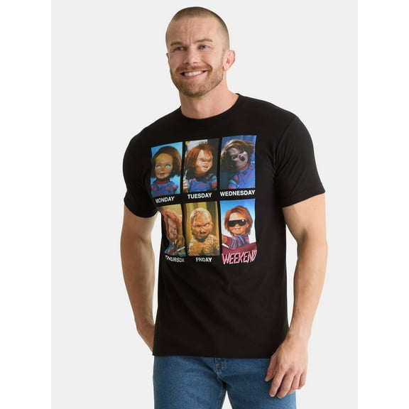 Chucky Men's & Big Men's Days of the Week Meme Cotton Graphic Tee Shirt, Sizes S-3XL