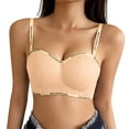 thumbnail image 2 of Nfurl Womens No Underwire Bra Supportive Push up Wireless Bras Soft Cup Comfortable Everyday Bralettes Beige,34, 2 of 6