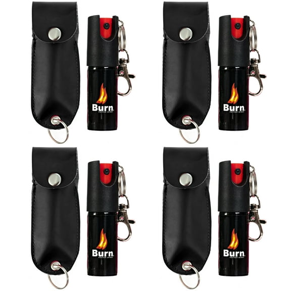 BURN Pepper Spray - Max Strength 1/2oz - Black 4 Pack