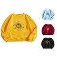 thumbnail image 2 of JUNWELL Long-Sleeved Fall Pullover Simple Sun and Moon Print Sweatshirt Casual Oversized Loose Sweater Top，Beige, 2 of 3