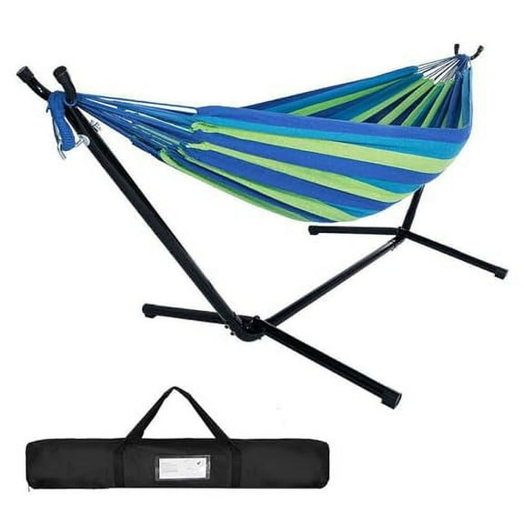 Ezone Adjustable Hammock Bed with Space Saving Steel Stand - Portable, Easy Set Up Indoor/Outdoor Hammock for Two