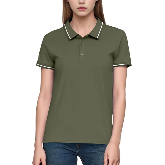 PFRNLF Women's Golf Polo Shirts Summer Lightweight Moisture Wicking 3-Button Collared Short Sleeve T Shirt