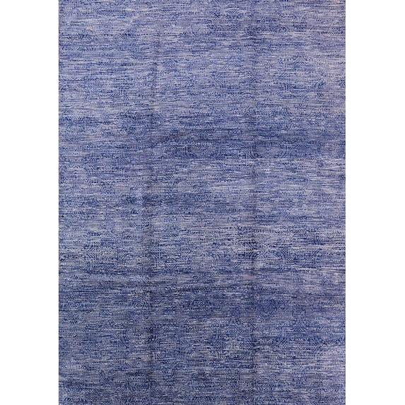 Ahgly Company Indoor Rectangle Mid-Century Modern Sapphire Blue Oriental Area Rugs, 7' x 10'