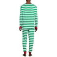 thumbnail image 3 of George Men’s Jolly Green Stripe Holiday Matching Family Christmas Pajamas Set, 2-Piece, Sizes S-XL, 3 of 5