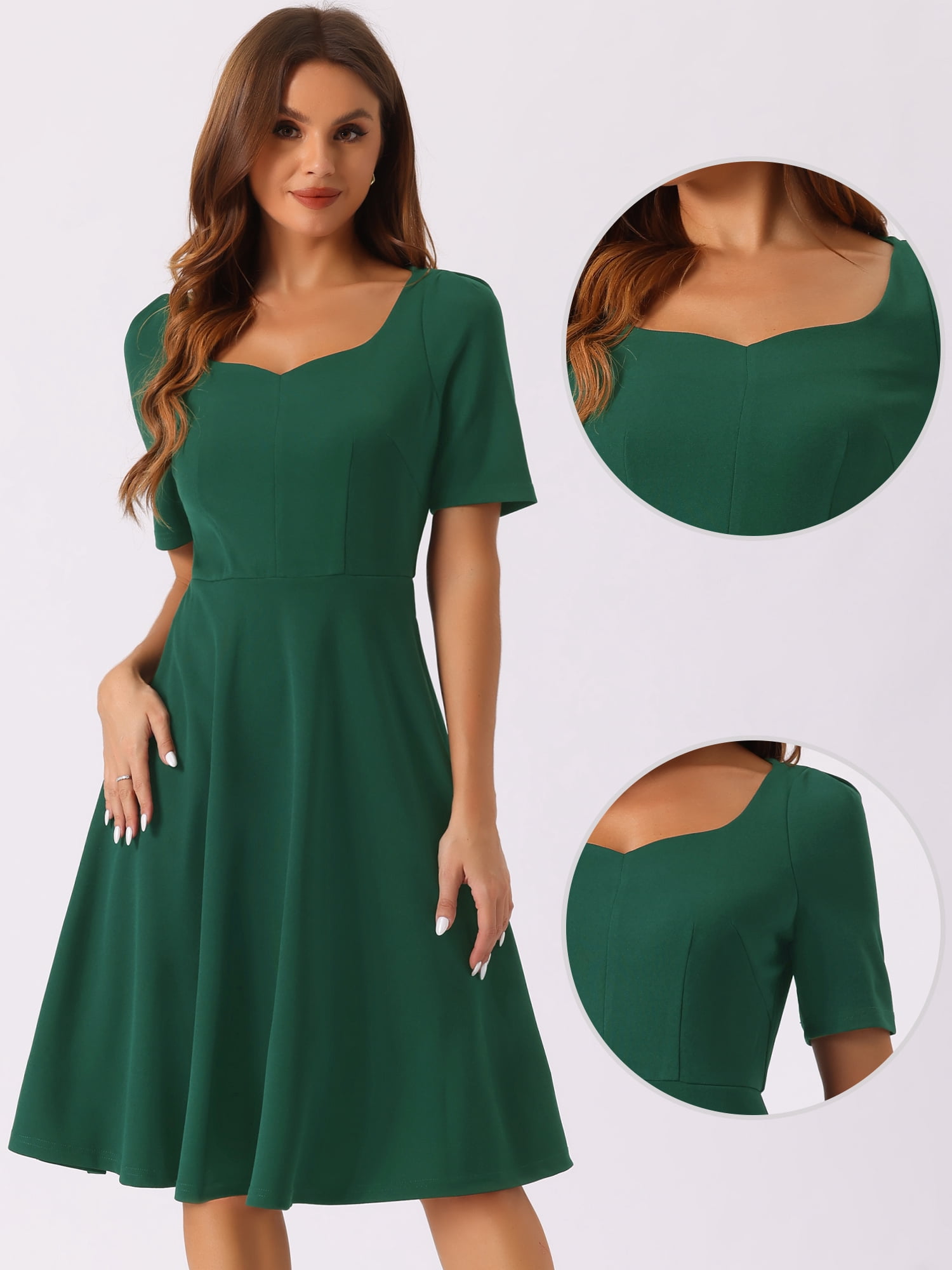 DARING DIVA Sweetheart Neckline A-Line Dress XL Dark Green