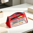 thumbnail image 4 of Large Mesh Pencil Cases 8.3 Inch, Clear Transparent Stationeries Bag for Kidults, High Capacity Class Pencil Bag with Bottom, Red, 4 of 6