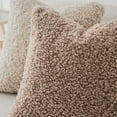 thumbnail image 2 of Sanmadrola Decorative Throw Pillow Covers 18" x 18" Set of 2, Teddy Fur Couch Plliowcase Cushion Cover Modern Farmhouse Home Decor, Khaki, 2 of 6
