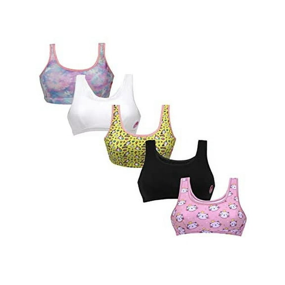 Dchica Girls Sports Training Bras For Teenager Single Front Layering Wide Strap Bra for 14-16 Years