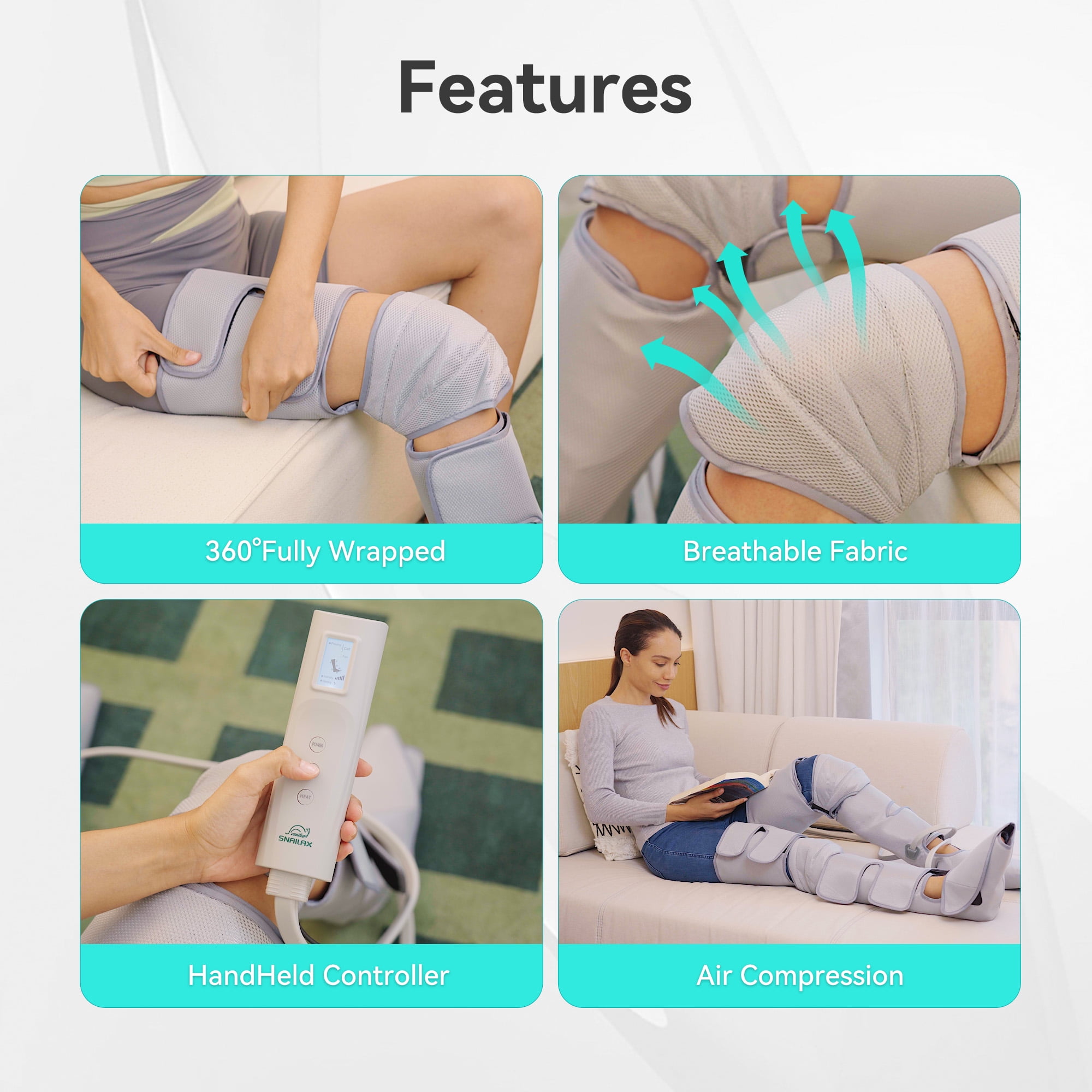 Snailax Leg Massager with Heat for Circulation, Air Compression Calf Foot Massager, Gifts