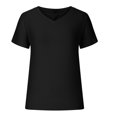 thumbnail image 5 of Posijego Going out T Shirts for Women Ribbed Short Sleeve Tight Tee Tops V Neck Summer Casual T-Shirts, 5 of 6