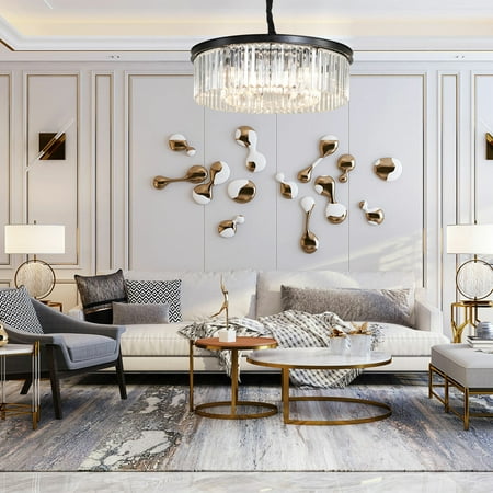 

Elegant Crystal Round Chandelier Ceiling Light Hanging Pendant Lamp Fixture