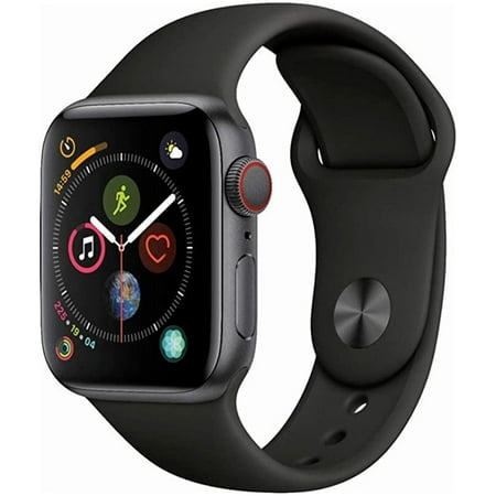 Restored Apple Watch Series 4 44MM Space Gray - Aluminum Case - GPS + Cellular - Black Sport Band (Used) Excellent Condition