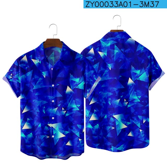 Chemise d'Été 2022 à Manches Courtes Imprimée 3D Sans Risque Tendance Nationale pour Hommes 052