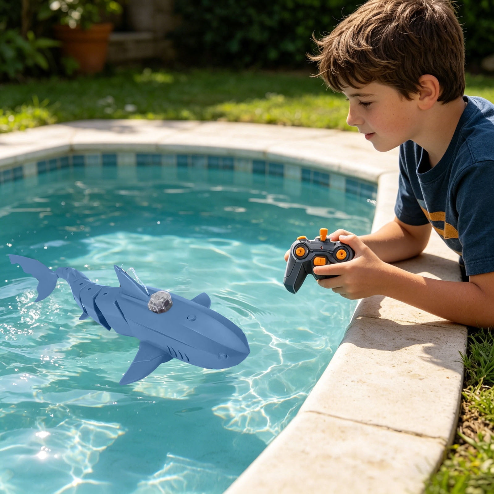 Gytml 2.4G Remote Control Shark Pool Toy, Waterproof App & Remote Control For Water Play(Blue-35Cm)