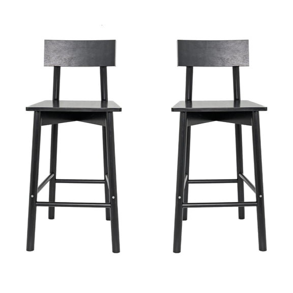 Mainstays 25 in Solid Rubberwood Barstools, 2-Piece Set, Black