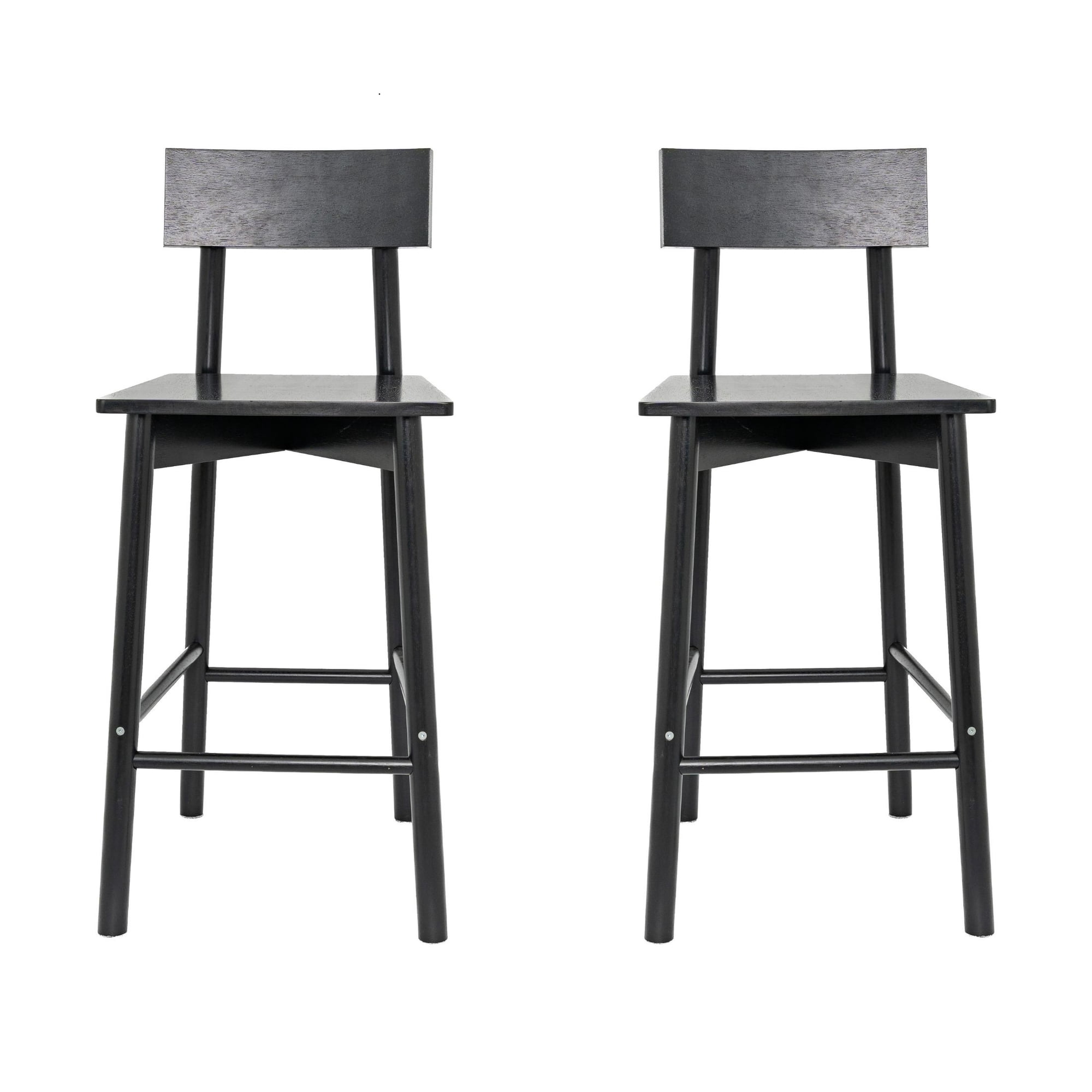 Mainstays 25 in Solid Rubberwood Barstools, 2-Piece Set, Black