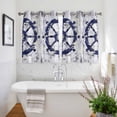 thumbnail image 3 of Navy Blue Rudder Coastal Kitchen Curtains Short 45 Inch Length, Nautical Beach Ocean Retro Grommet Top Bedroom Living Room Curtains, Light Filtering Cafe Curtain Drapes 2 Panels Set 84''x45'', 3 of 9