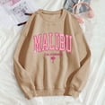 thumbnail image 2 of Cnbwig Sweatshirts for Women Loose Tops "Mslibu" Letter Printed Long Sleeve Unisex Crew Neck Sweatshirt Loose Pullover Hoodless Hoodies 2025 Fall Fashion Outfits Clothes A11-Khaki XL, 2 of 3