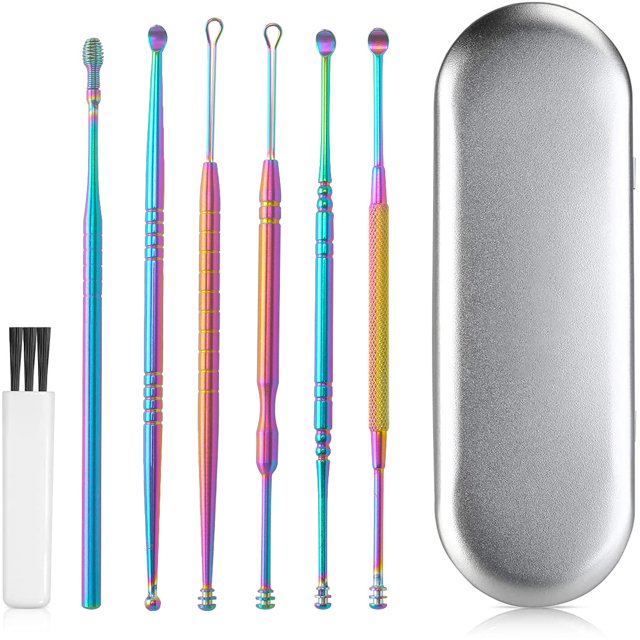 Kit de limpieza de oídos, herramienta segura para eliminar la cera de los oídos, kit de eliminación de cera de los oídos, fácil de usar, selección de oídos sin dolor, con caja de almacenamiento y