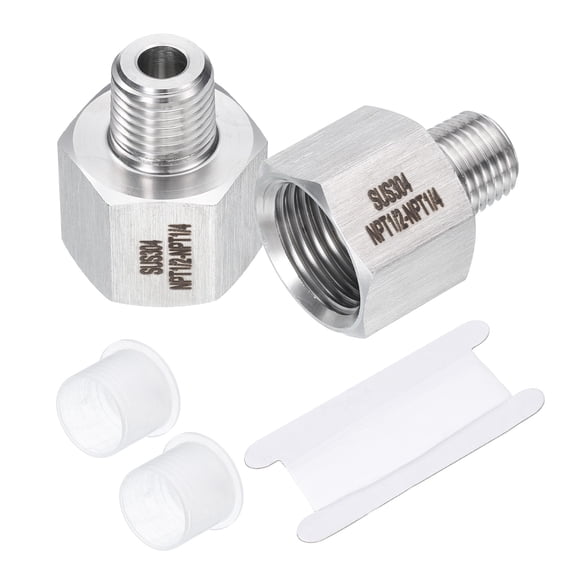 Uxcell 2 Pcs Pipe Fittings Reducer Adapter 1/4" NPT Male Pipe x 1/2" NPT Female Pipe
